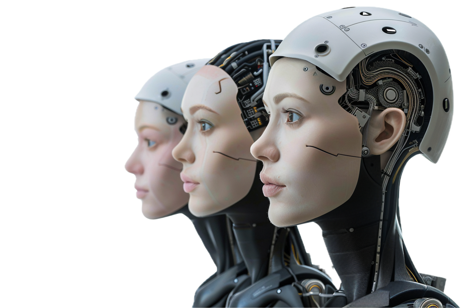 AI generated Futuristic Android Faces with Human-like Features png