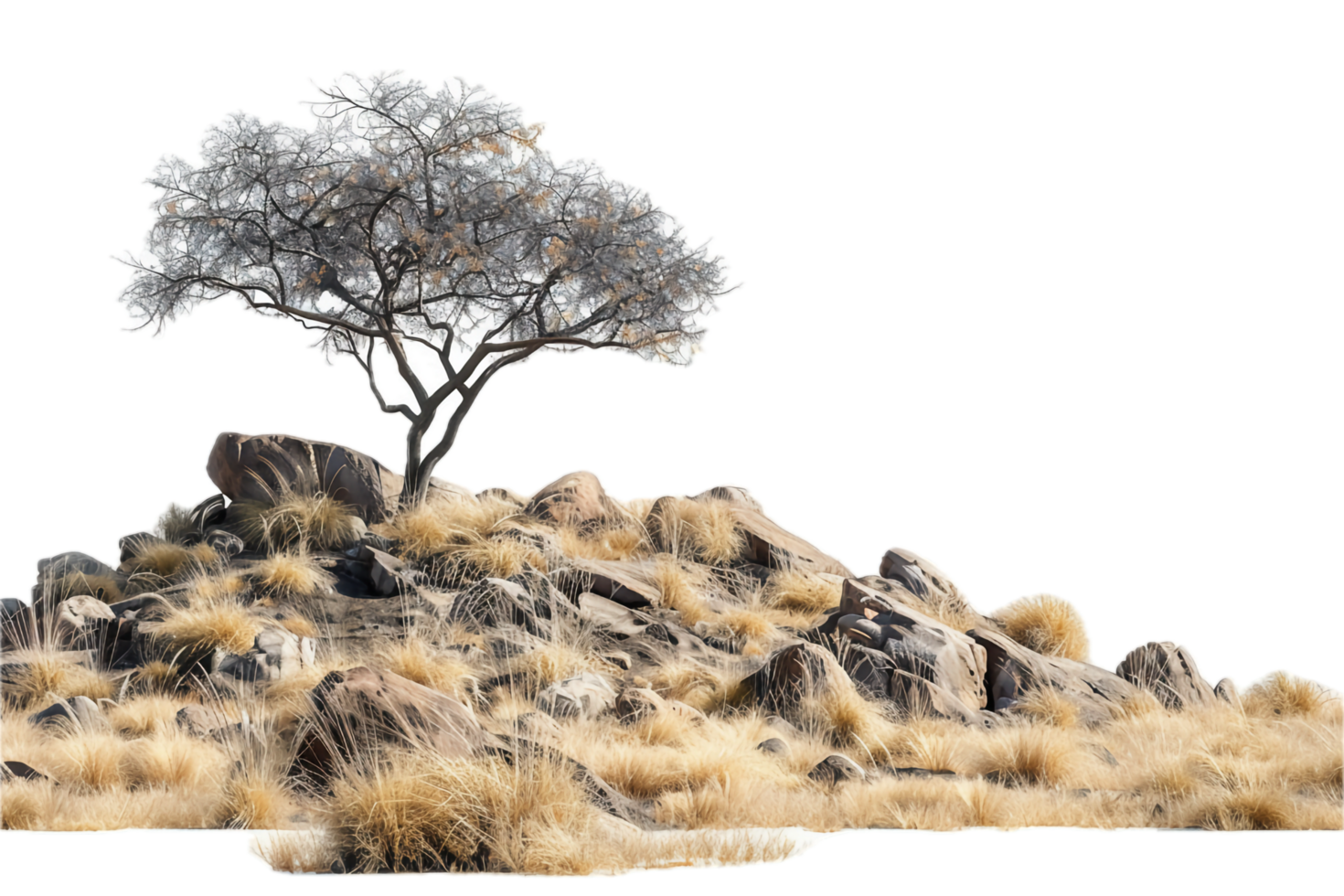 AI generated Leafless Tree on Arid Terrain png