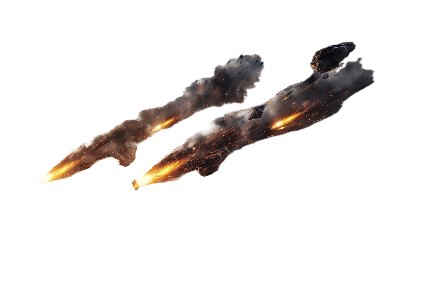 AI generated Meteorite Entering Atmosphere with Fiery Tail png
