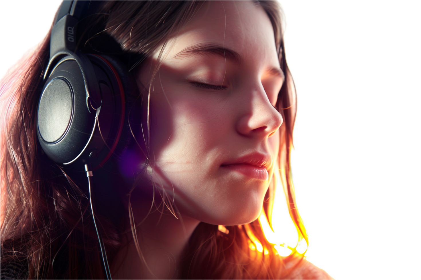 AI generated Young Woman Enjoying Music in Headphones png