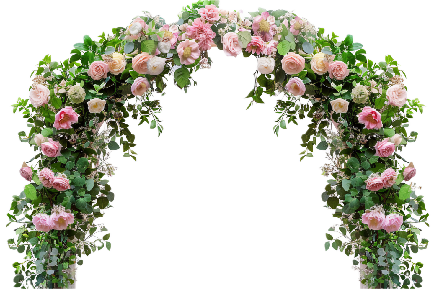 ai generiert elegant Blumen- Bogen zum Hochzeit Zeremonie png