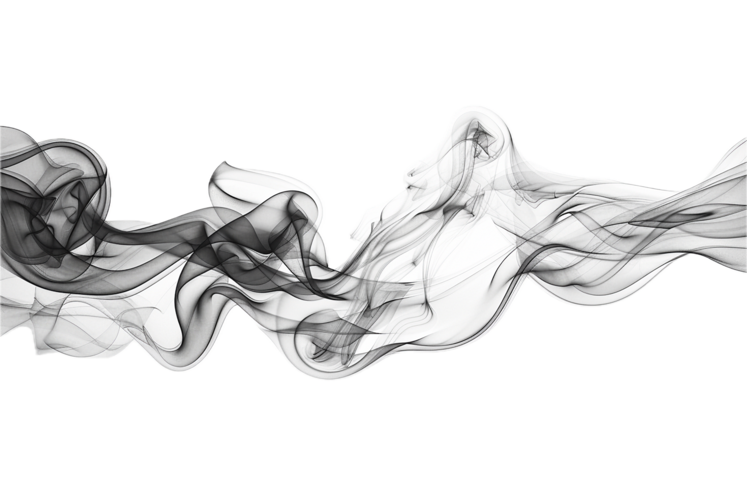 AI generated Graceful Black and White Smoke Abstract png