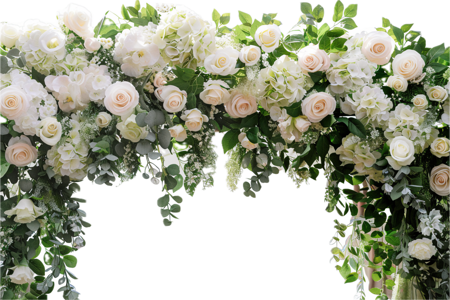 AI generated Elegant Floral Arch for Wedding Ceremony png