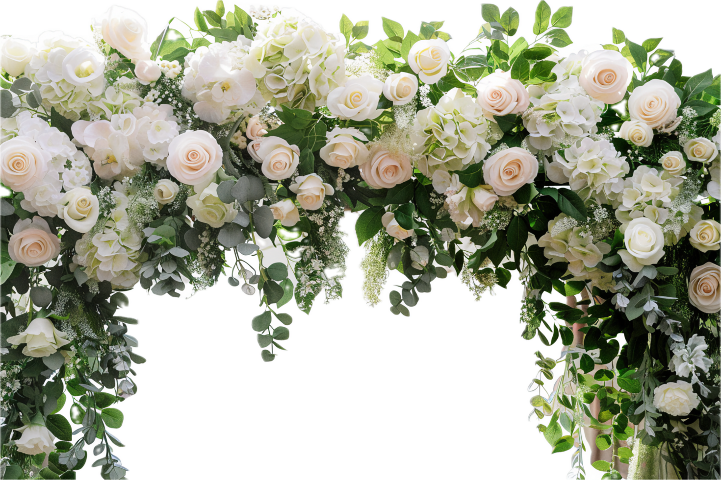 ai generiert elegant Blumen- Bogen zum Hochzeit Zeremonie png