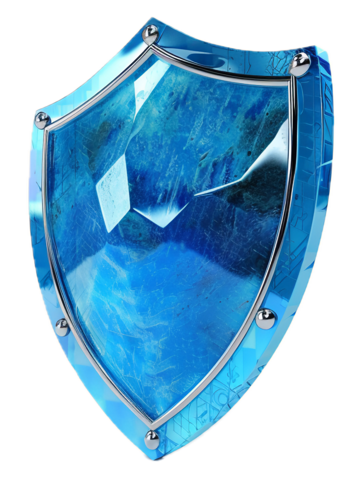 AI generated Blue Shiny Protective Shield Icon png