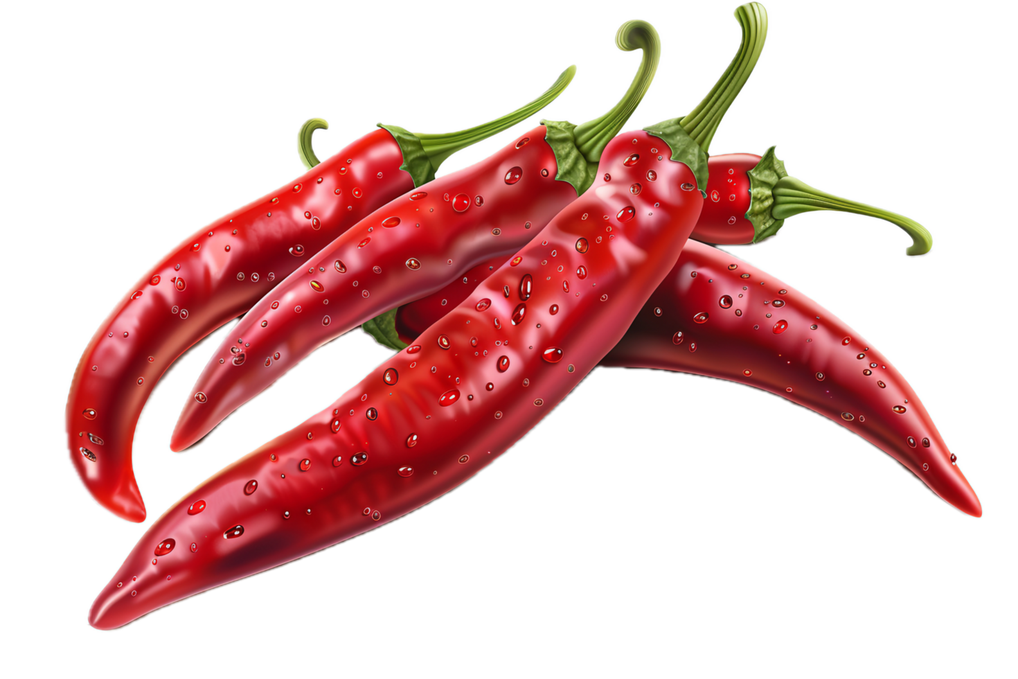 AI generated Fresh Red Chili Peppers with Water Droplets png