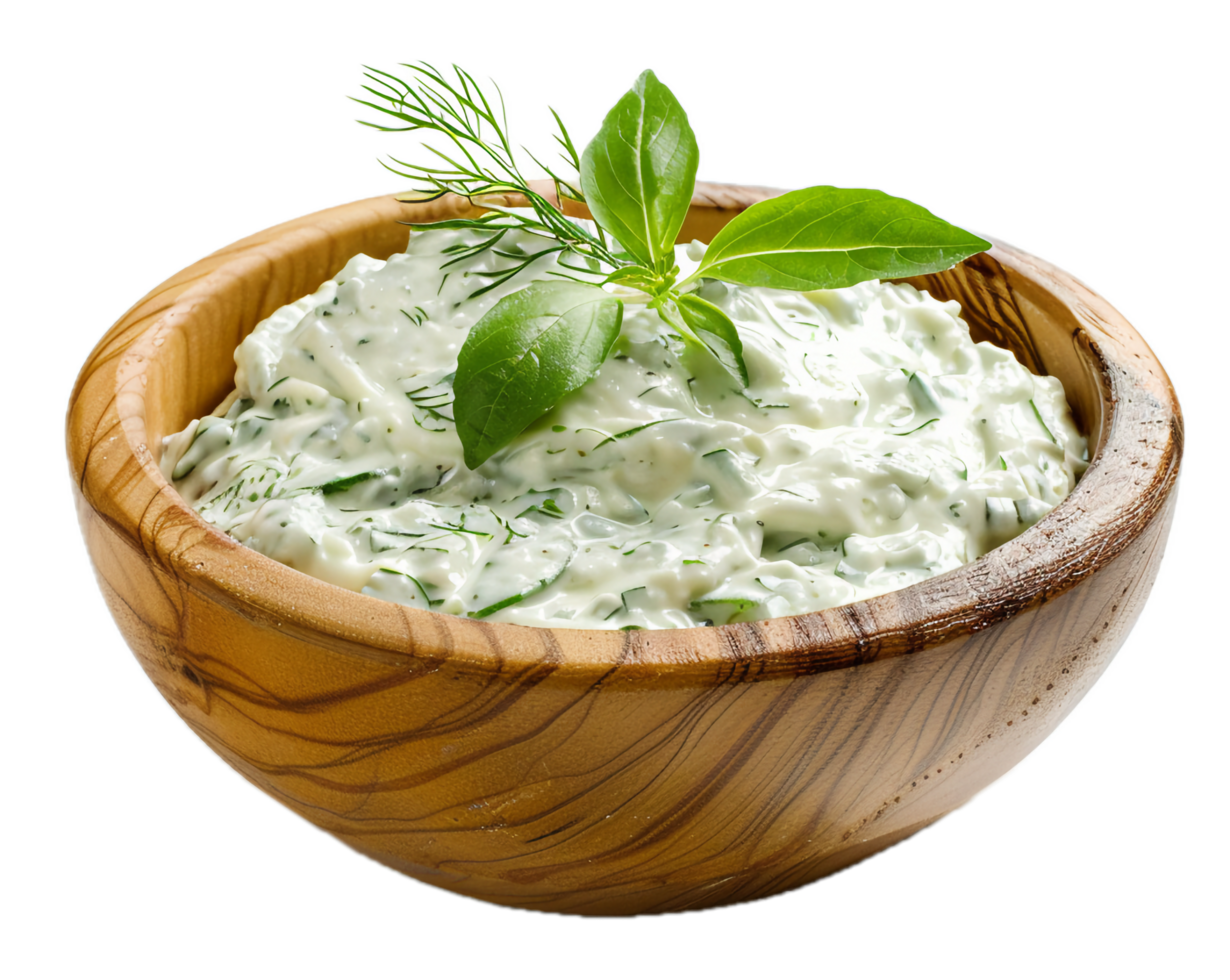 AI generated Creamy Herb Dip in Wooden Bowl png