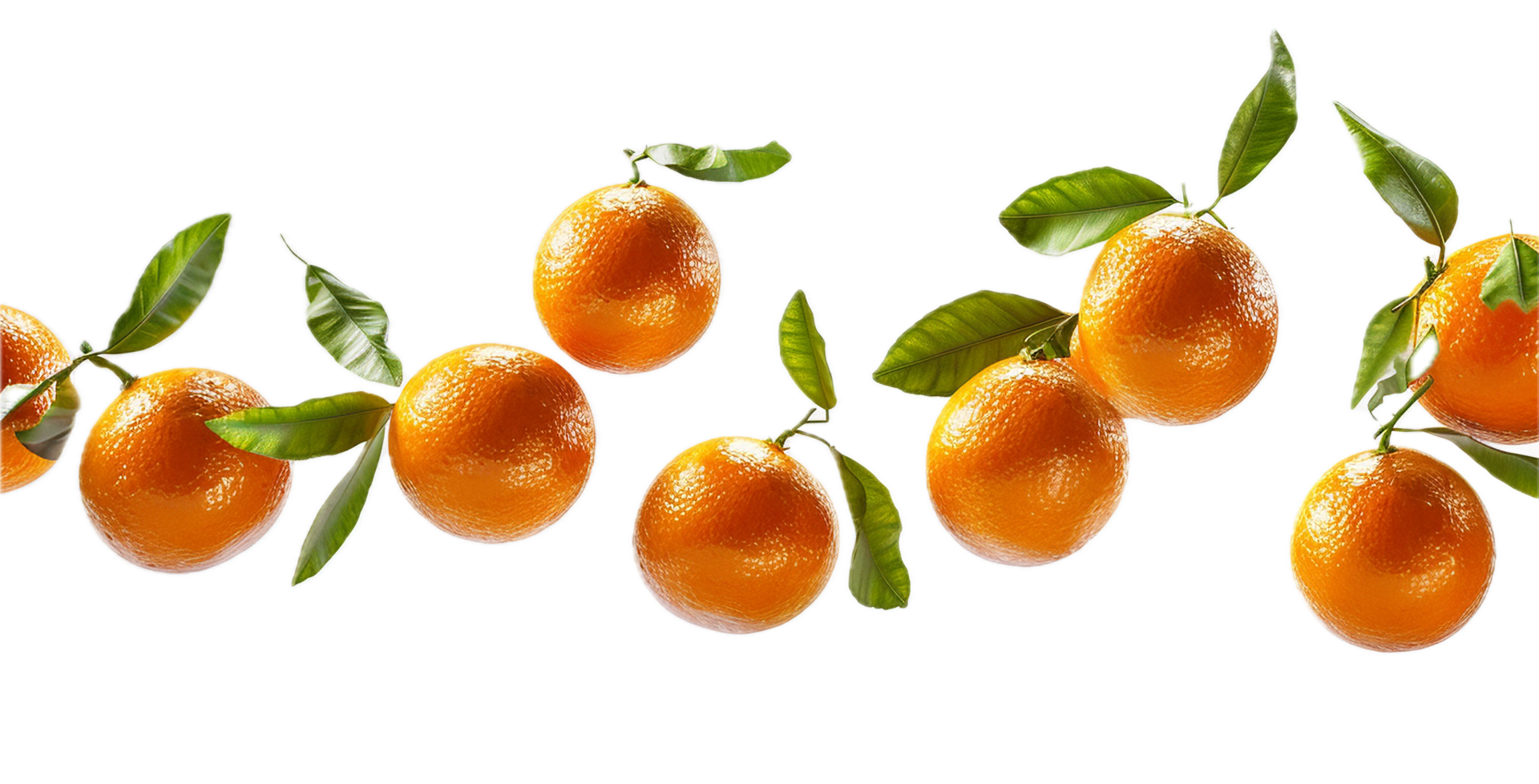 AI generated Oranges with Leaves Floating png