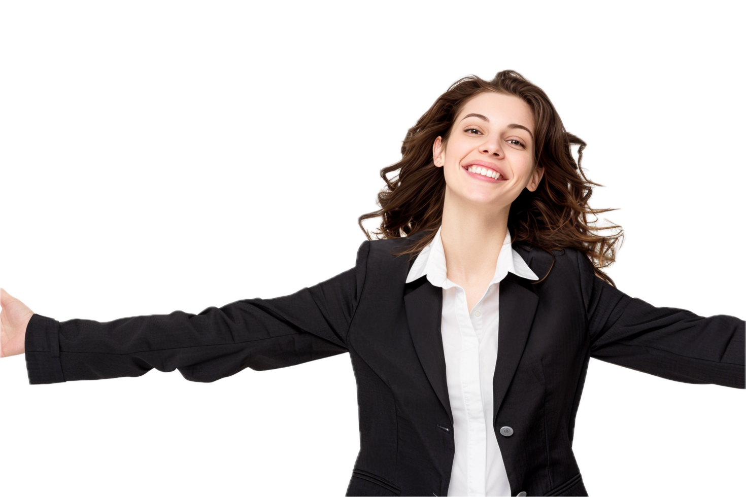 AI generated Welcoming Businesswoman with Open Arms png
