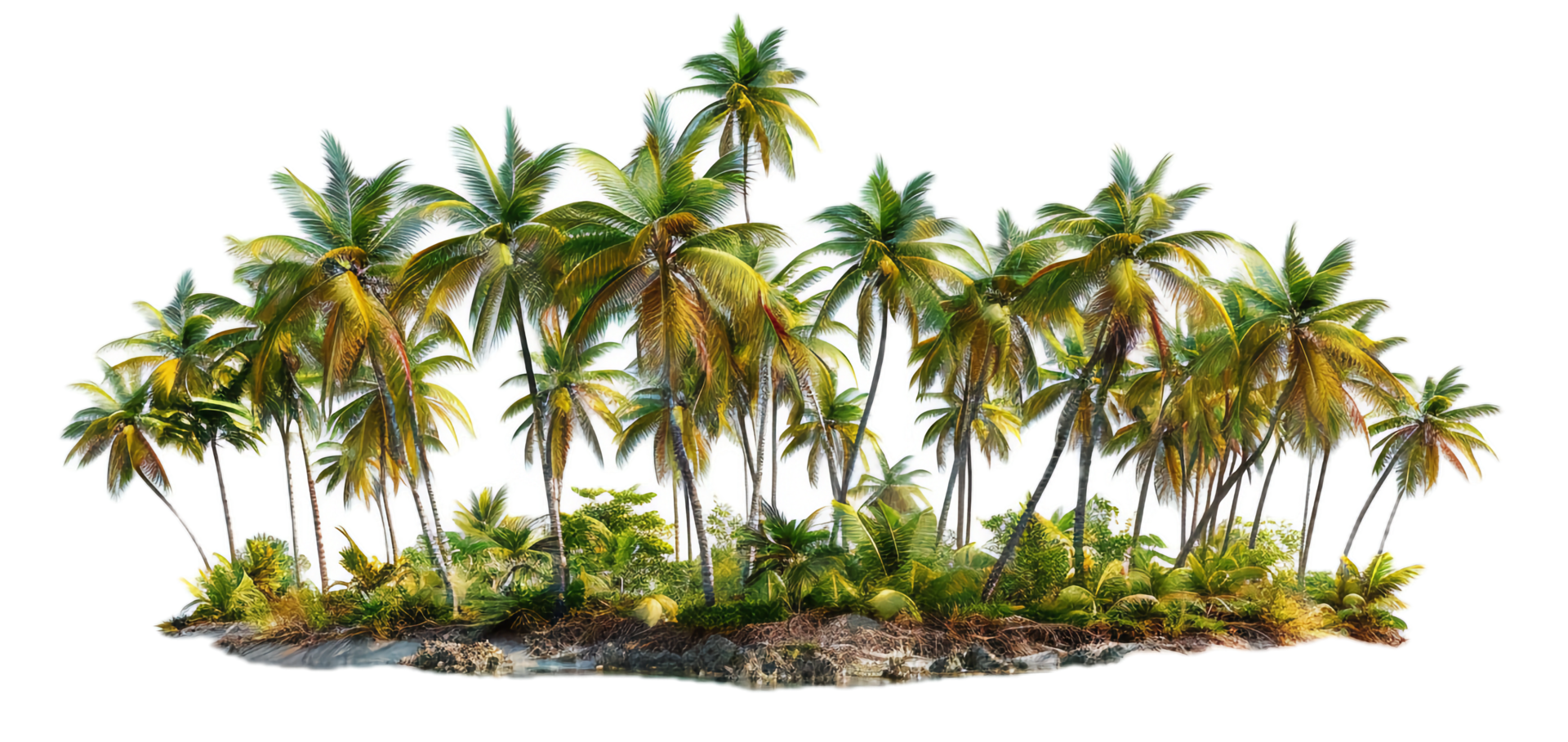 AI generated Tropical Palm Trees with Lush Greenery png