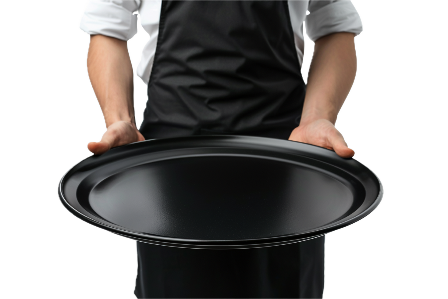 AI generated Waiter in Uniform Holding Empty Serving Tray png