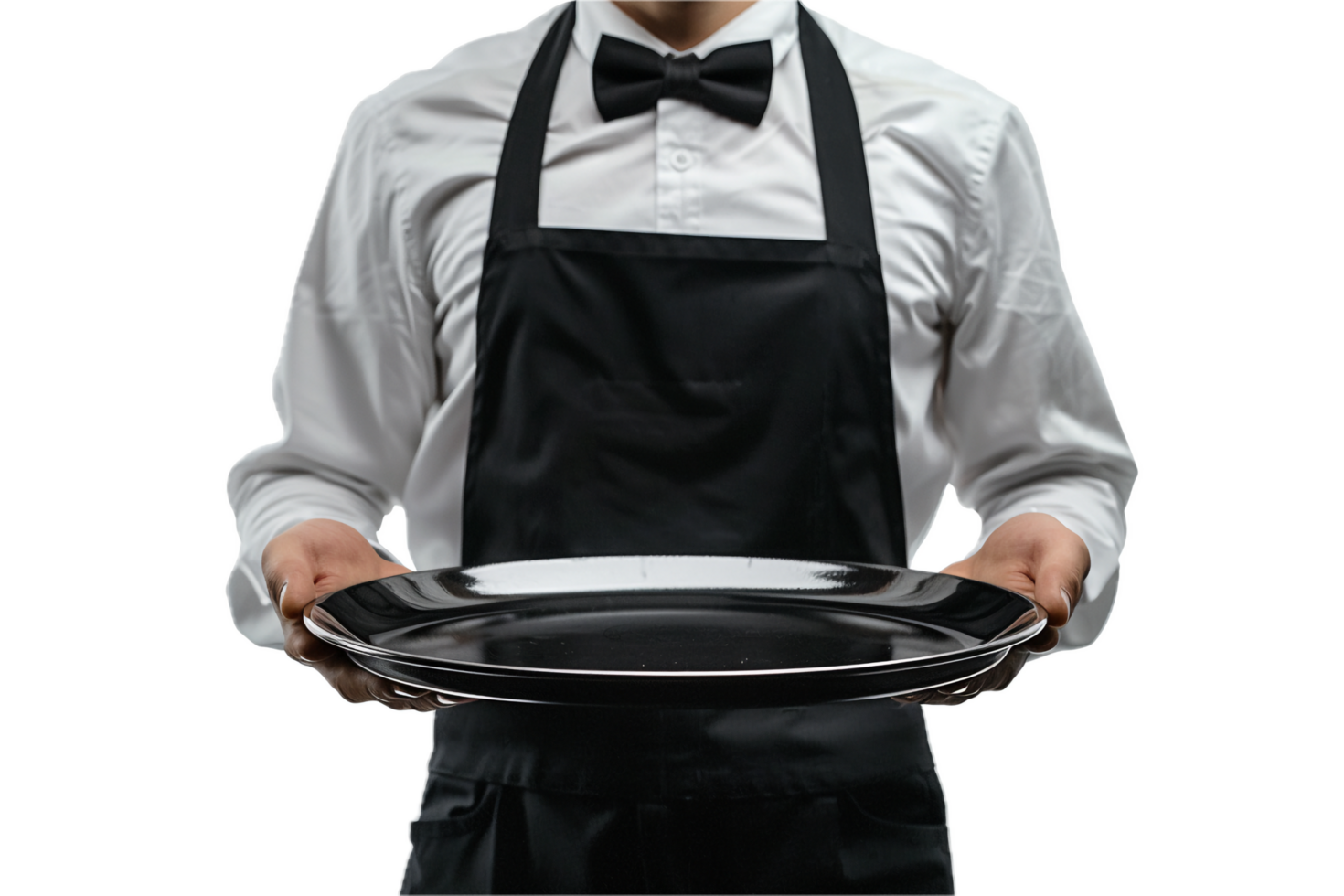 AI generated Waiter in Uniform Holding Empty Serving Tray png