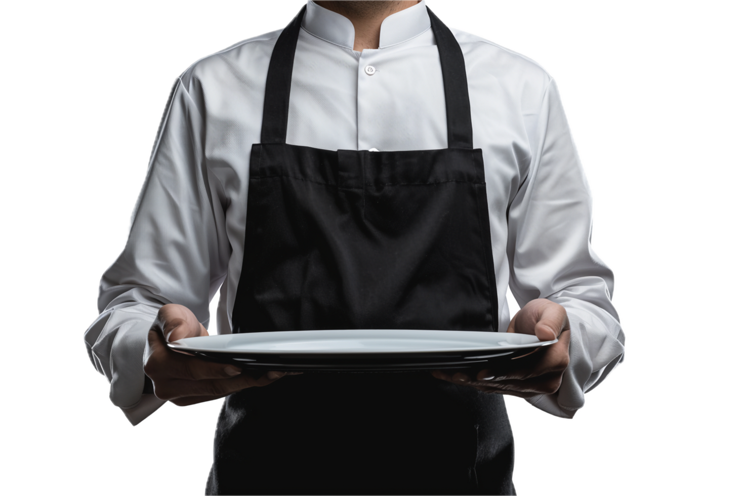 AI generated Waiter in Uniform Holding Empty Serving Tray png