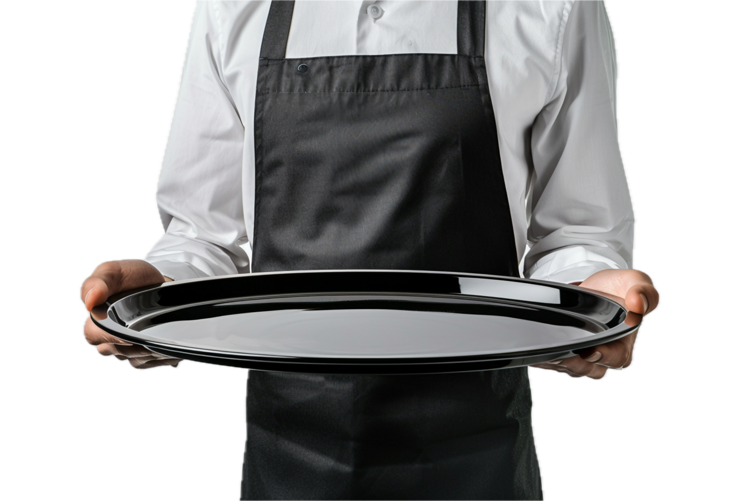 AI generated Waiter in Uniform Holding Empty Serving Tray png