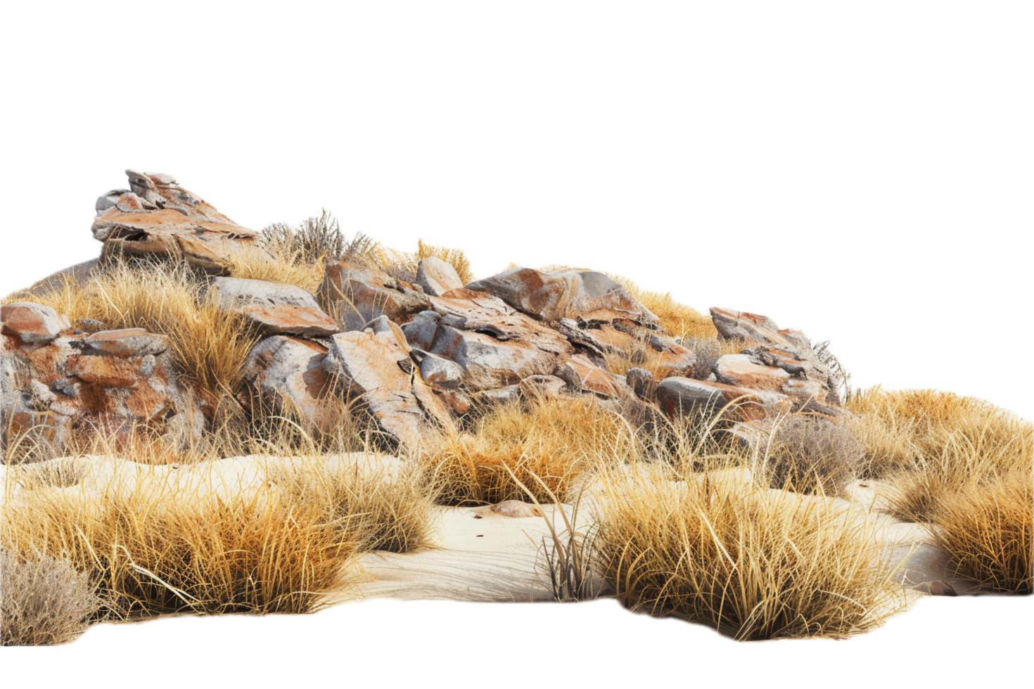 AI generated Desert Rock Formation with Dry Grass png