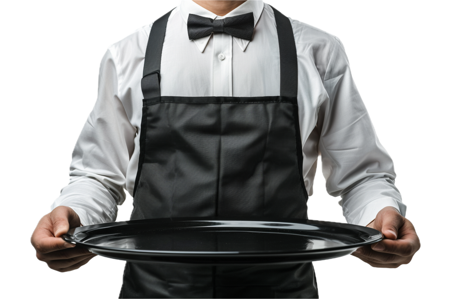 AI generated Waiter in Uniform Holding Empty Serving Tray png