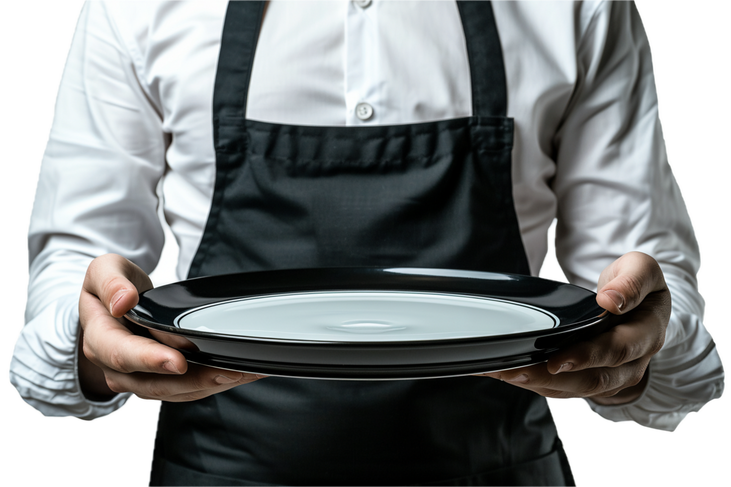 AI generated Waiter in Uniform Holding Empty Serving Tray png