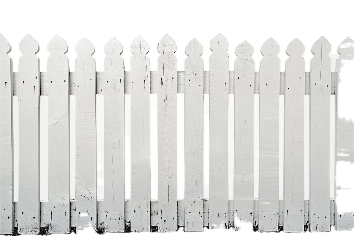 AI generated Aged White Picket Fence png