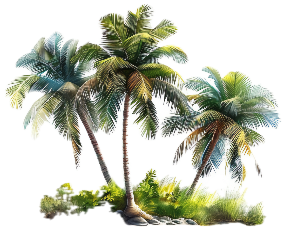 AI generated Tropical Palm Trees with Lush Greenery png