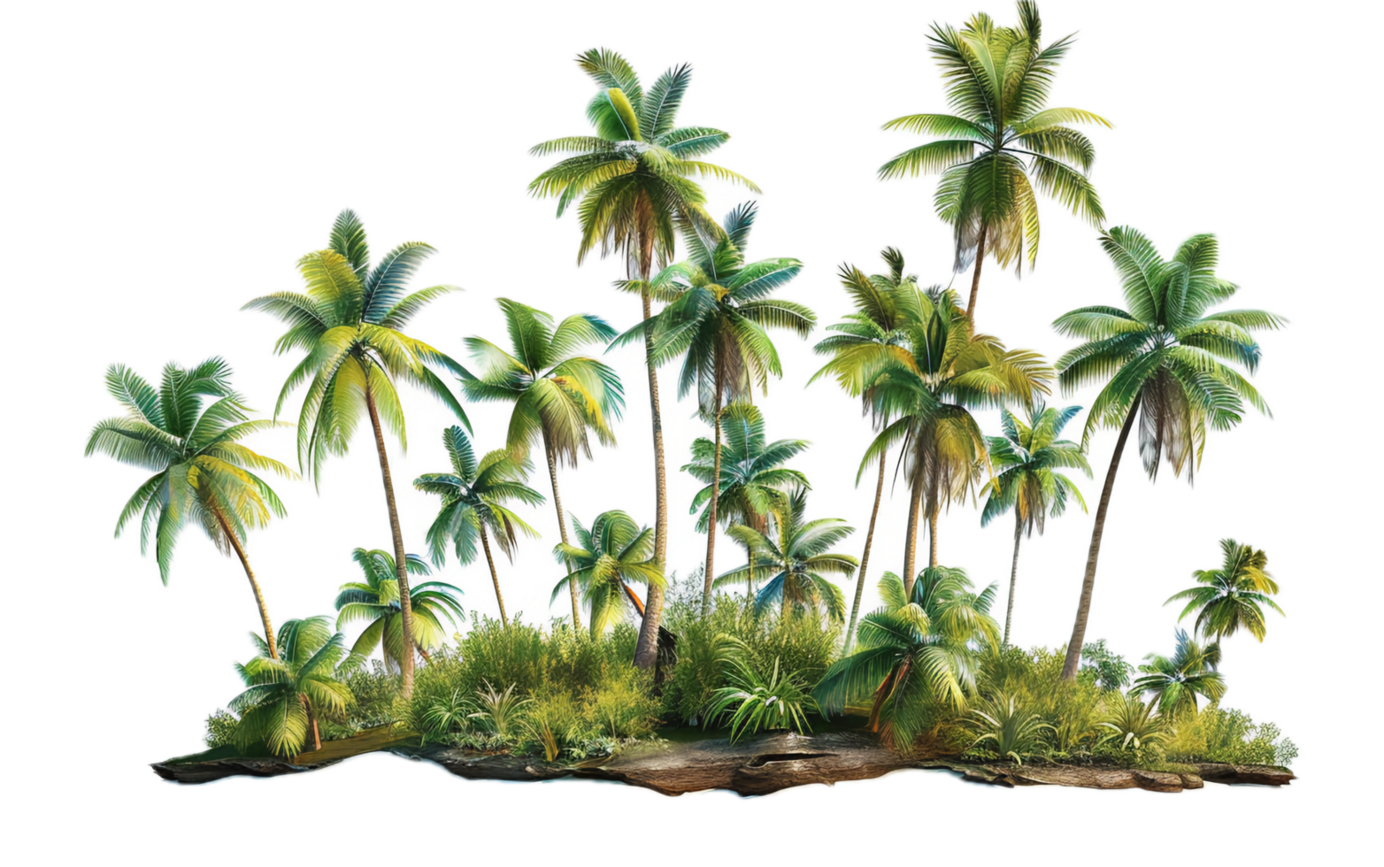AI generated Tropical Palm Trees with Lush Greenery png