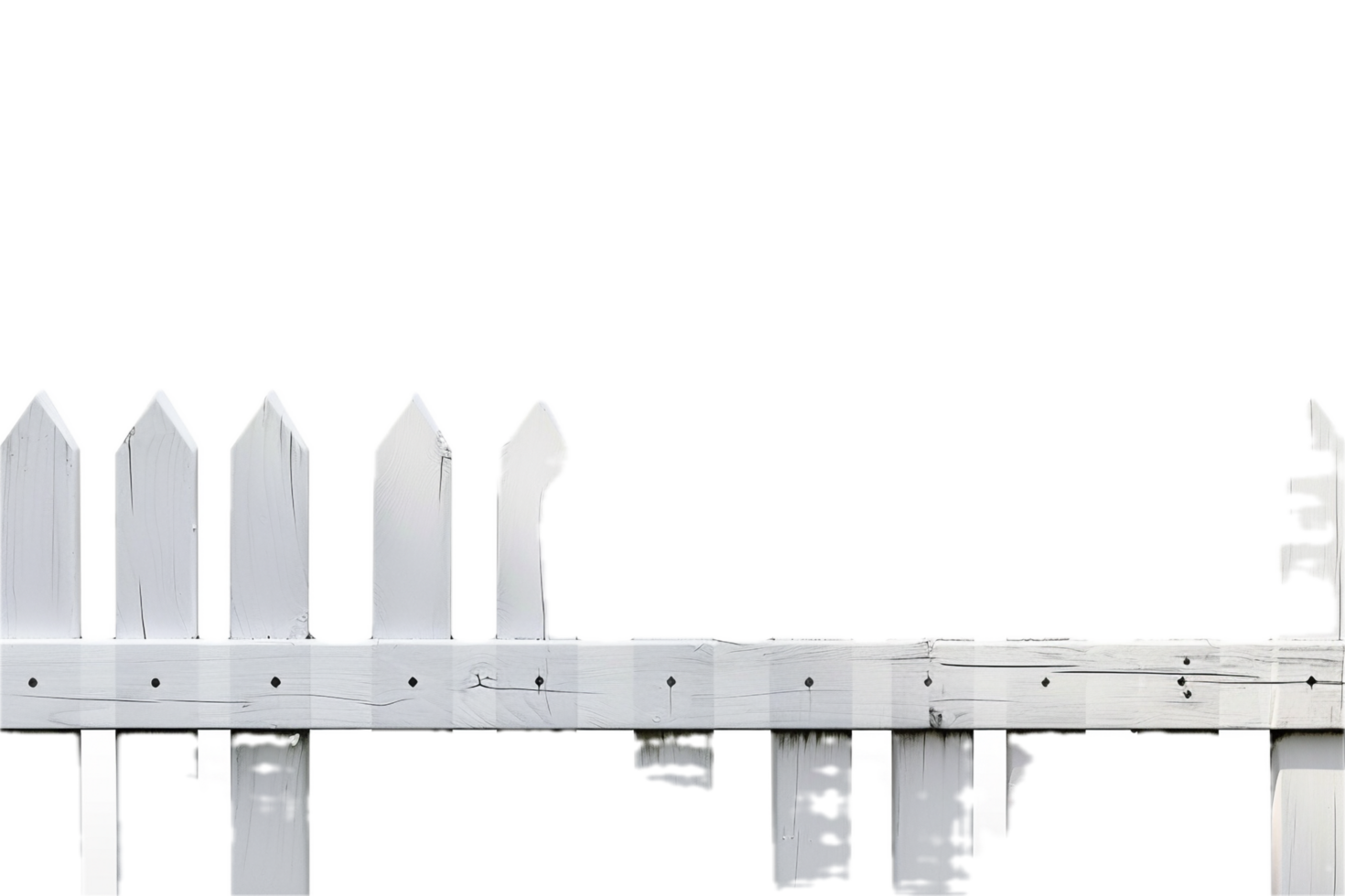 AI generated Aged White Picket Fence png