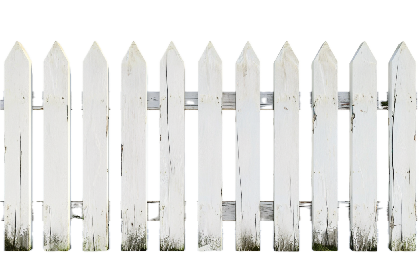 AI generated Aged White Picket Fence png
