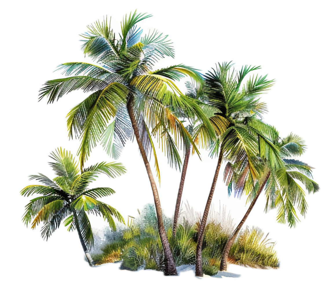 AI generated Tropical Palm Trees with Lush Greenery png