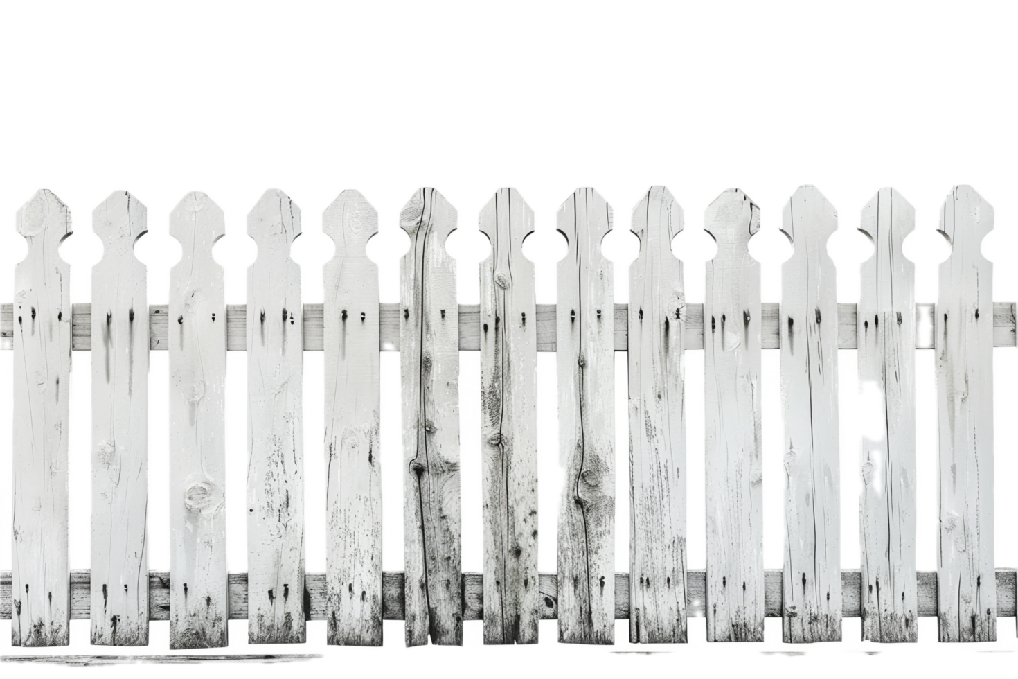 AI generated Aged White Picket Fence png