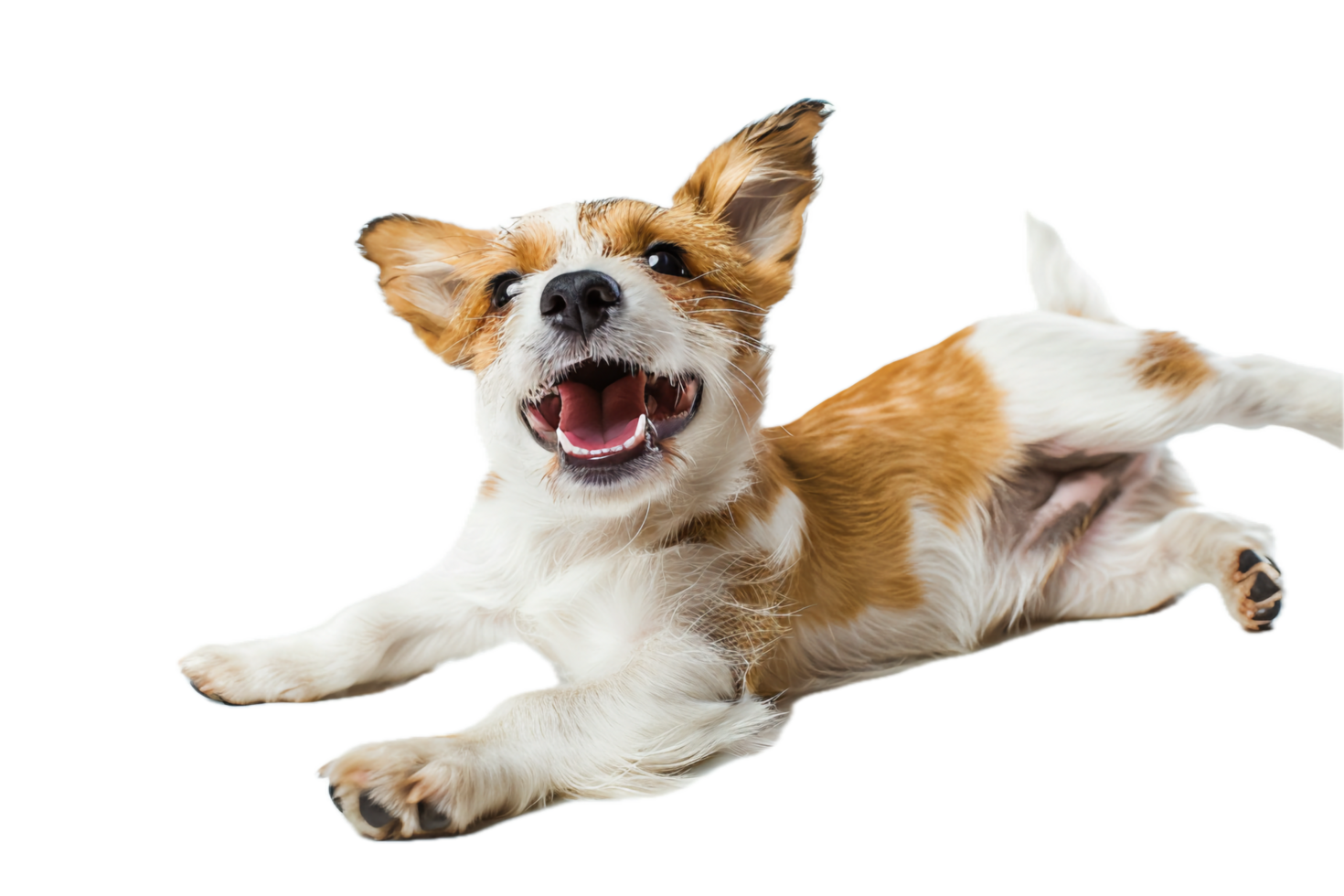 ai gerado feliz jack russell terrier cachorro deitado baixa png