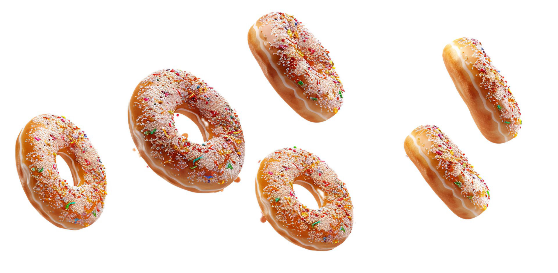 AI generated Sprinkled Pink Frosted Doughnuts Floating png