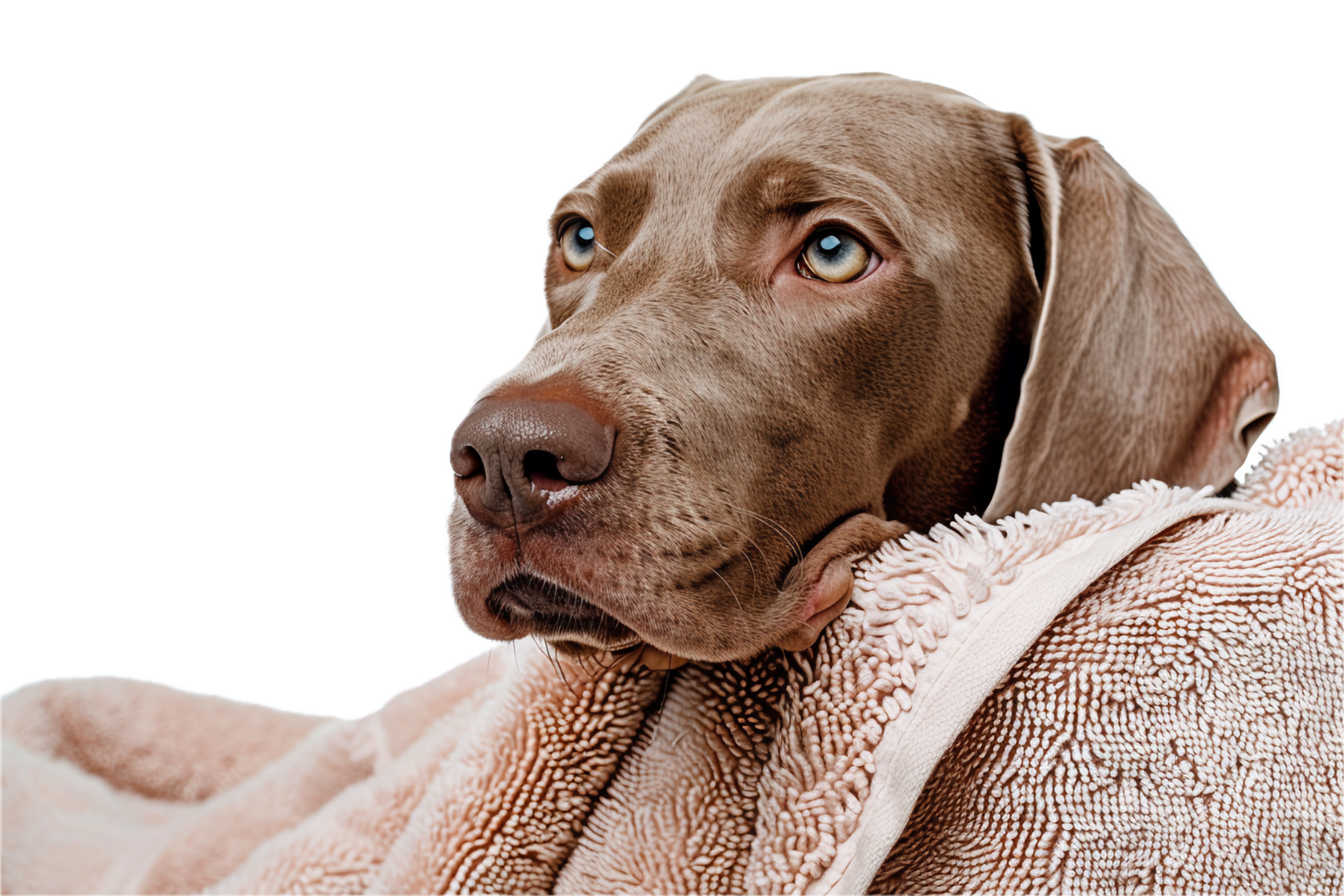 AI generated Weimaraner Dog Wrapped in a Cozy Towel png