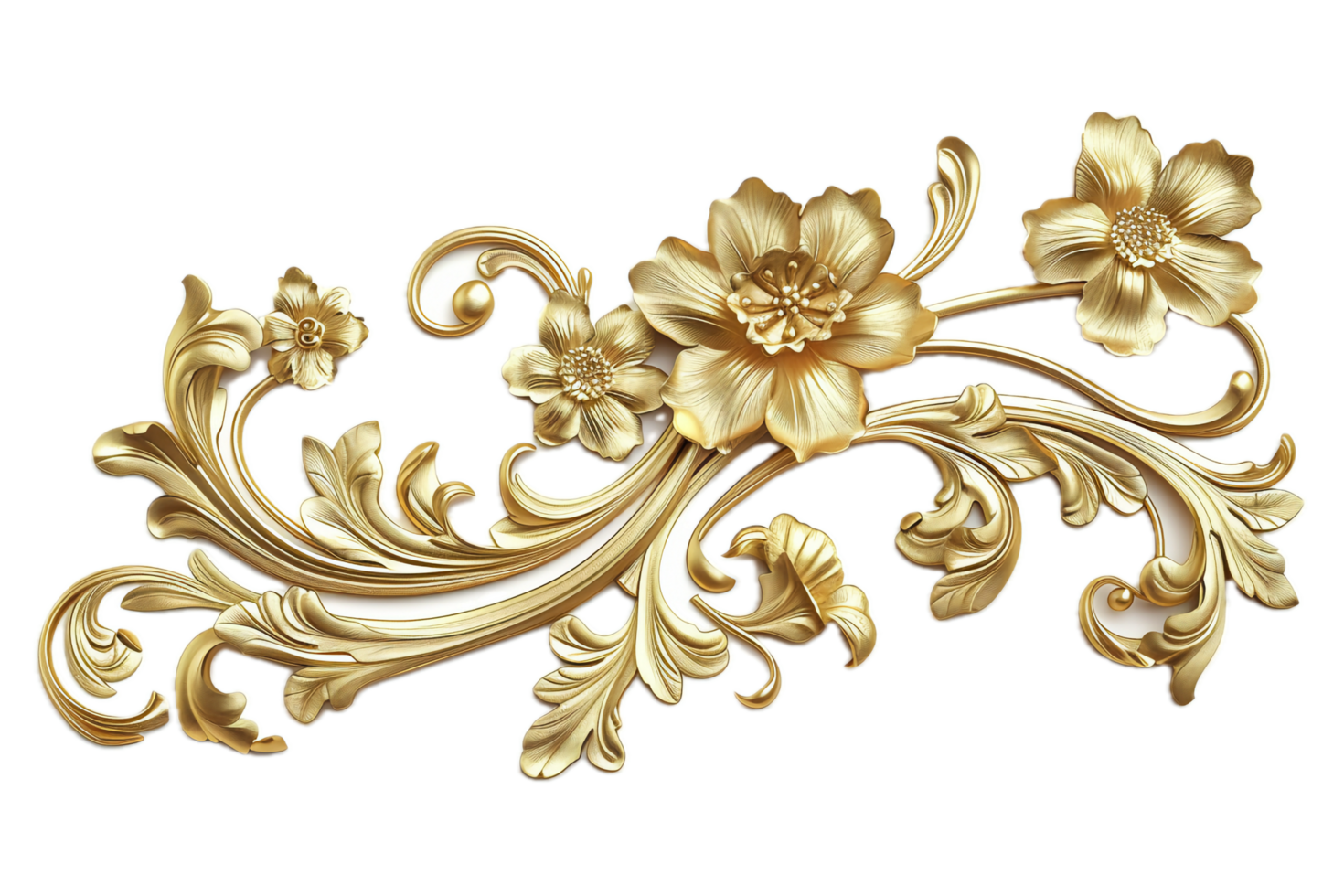 ai generato ornato d'oro floreale barocco ornamento png