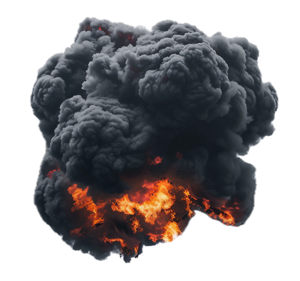AI generated Intense Explosion Fireball with Smoke png