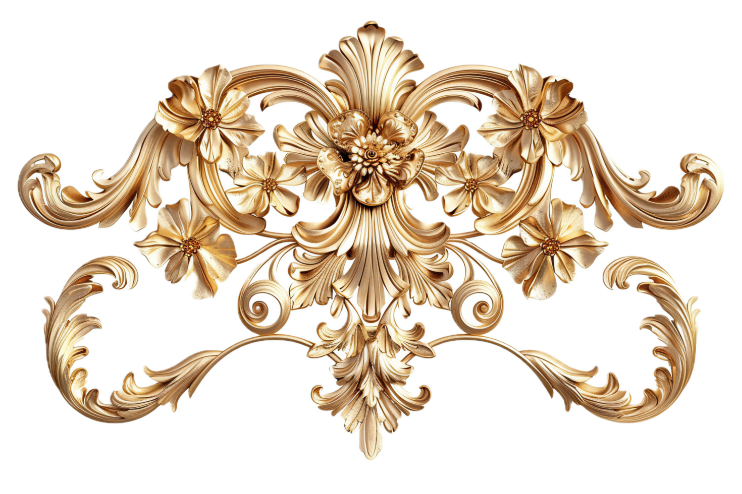 ai generado florido dorado floral barroco ornamento png