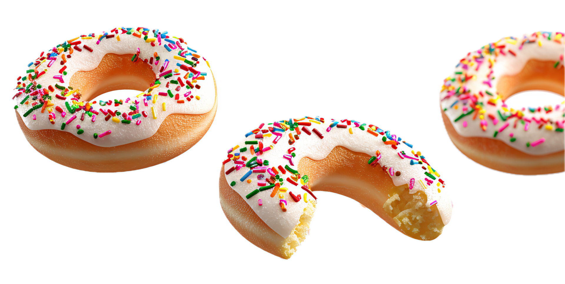 AI generated Sprinkled Pink Frosted Doughnuts Floating png