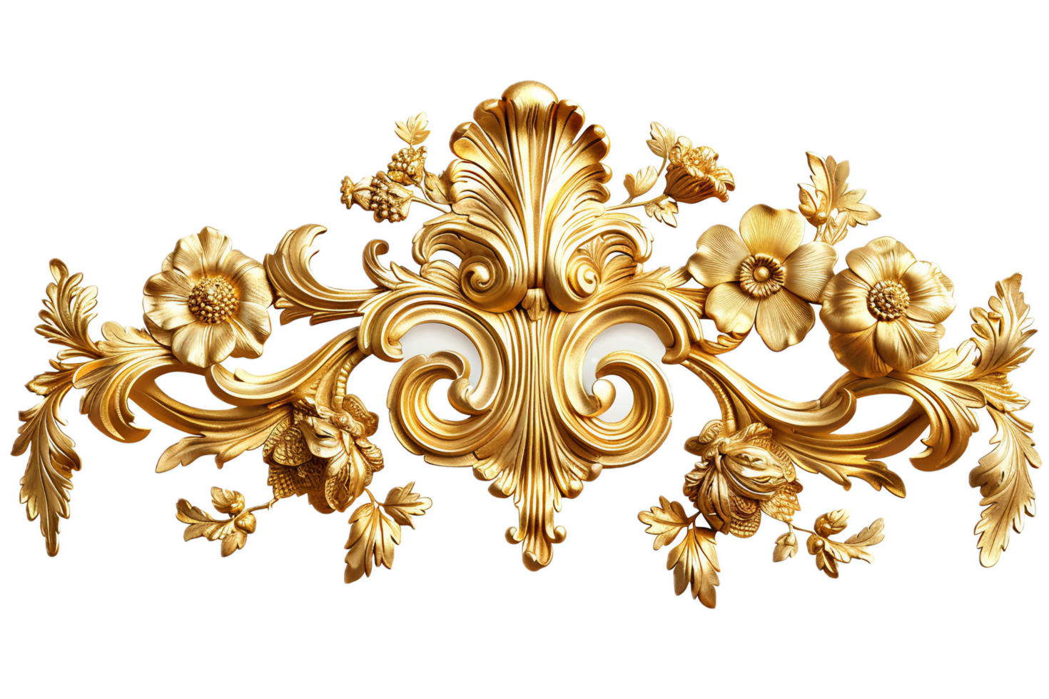 AI generated Ornate Golden Floral Baroque Ornament png
