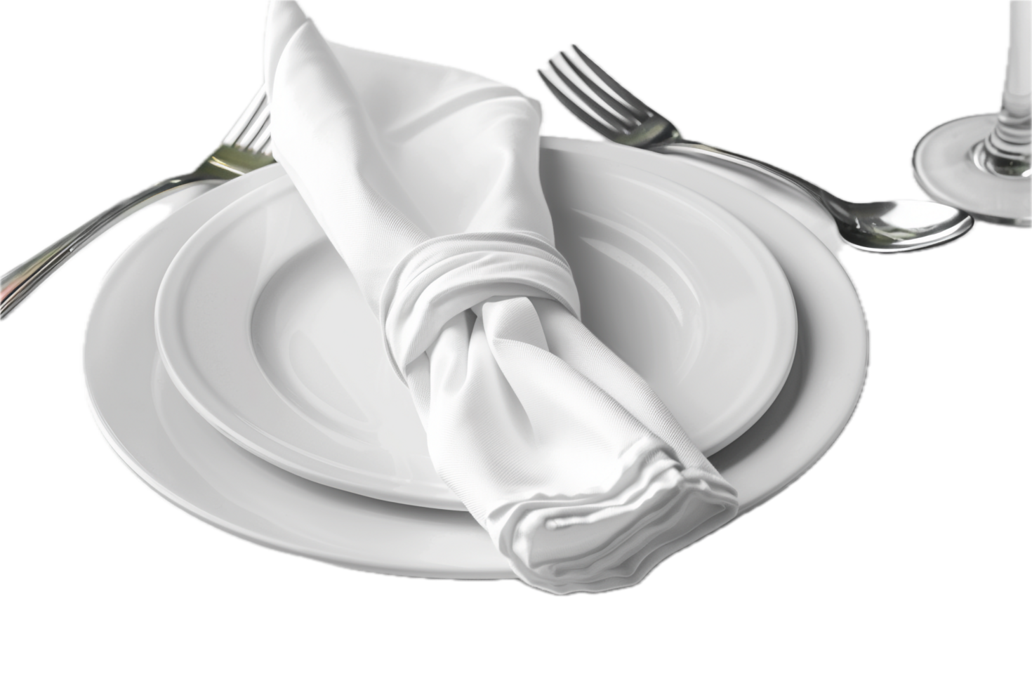 AI generated Elegant Table Setting with White Napkin and Silverware png