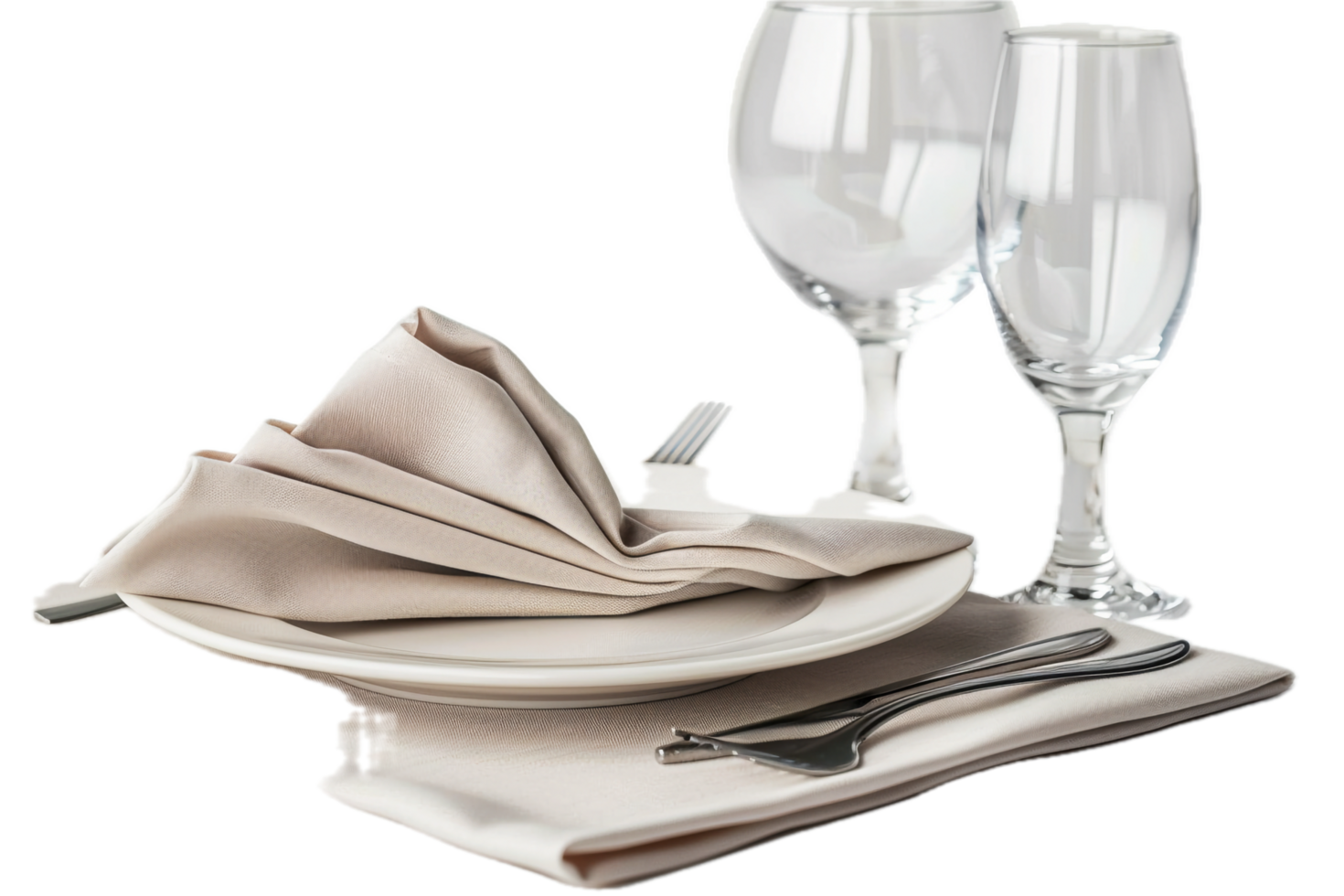 AI generated Elegant Table Setting with White Napkin and Silverware png