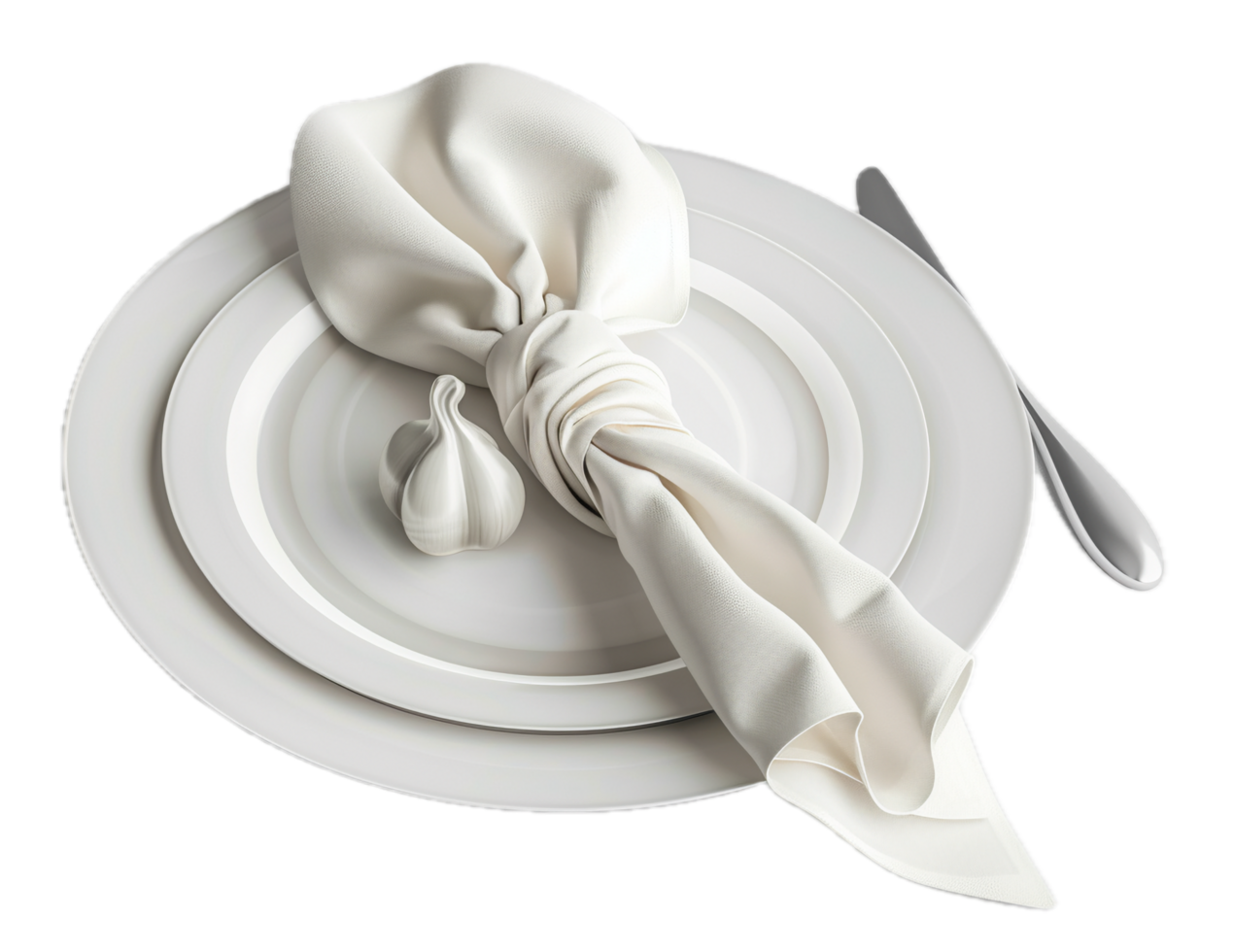 AI generated Elegant Table Setting with White Napkin and Silverware png