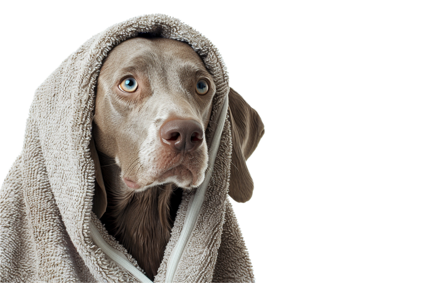 AI generated Weimaraner Dog Wrapped in a Cozy Towel png