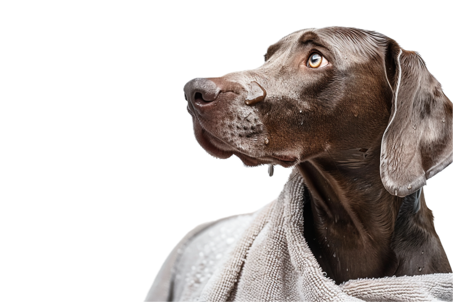 AI generated Weimaraner Dog Wrapped in a Cozy Towel png