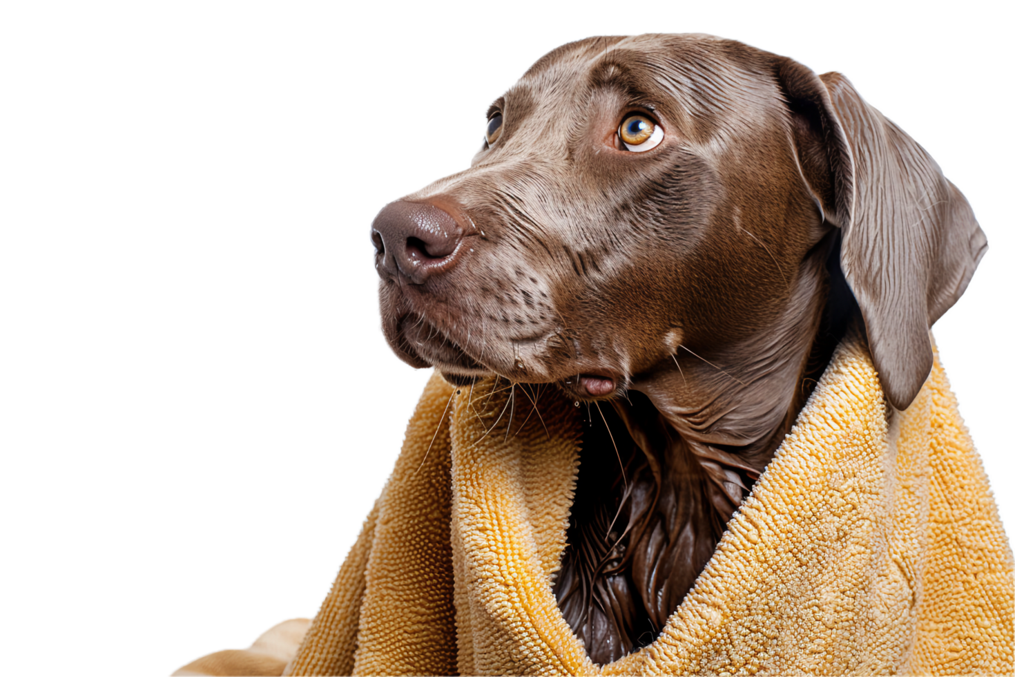 AI generated Weimaraner Dog Wrapped in a Cozy Towel png