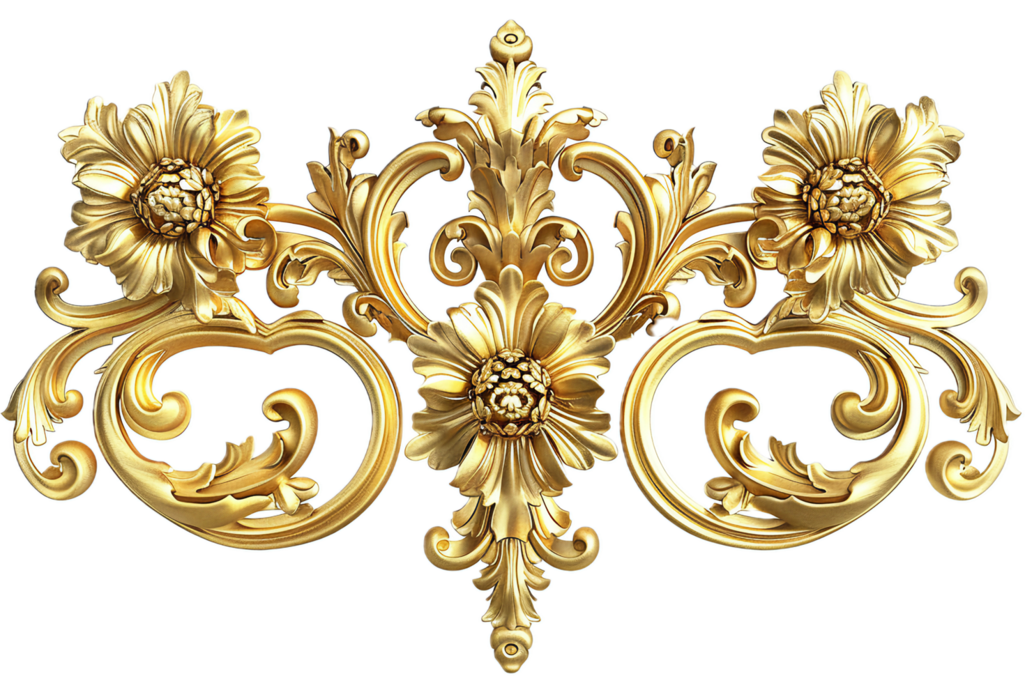 ai generato ornato d'oro floreale barocco ornamento png