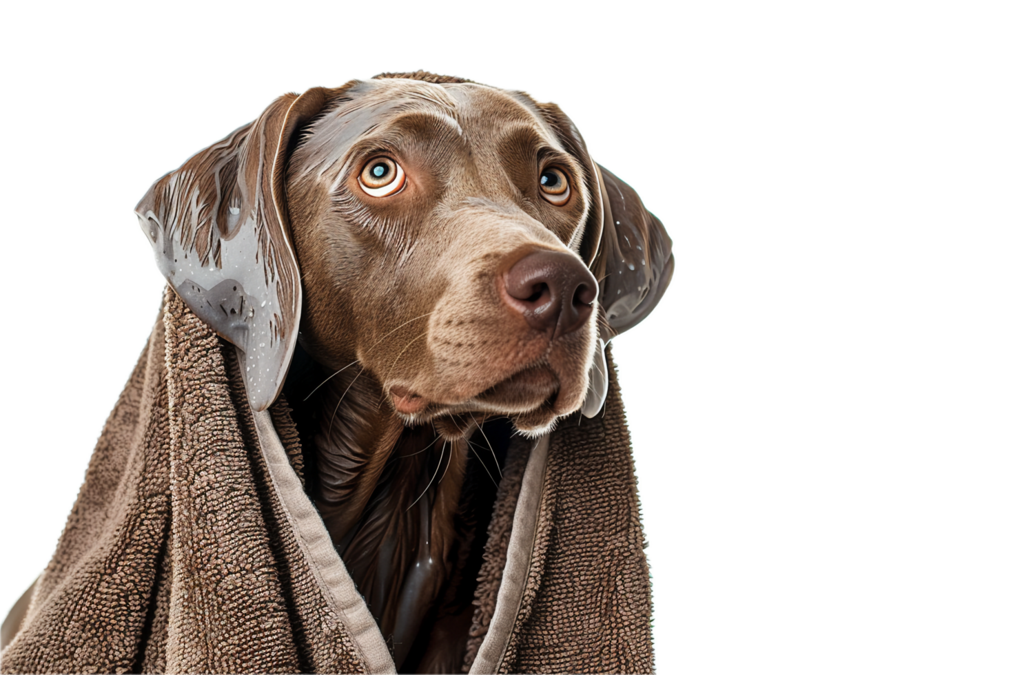 AI generated Weimaraner Dog Wrapped in a Cozy Towel png