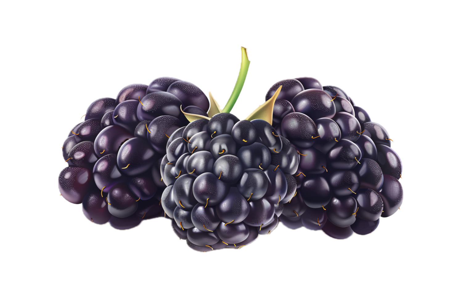 AI generated Ripe Blackberries with Leaves png