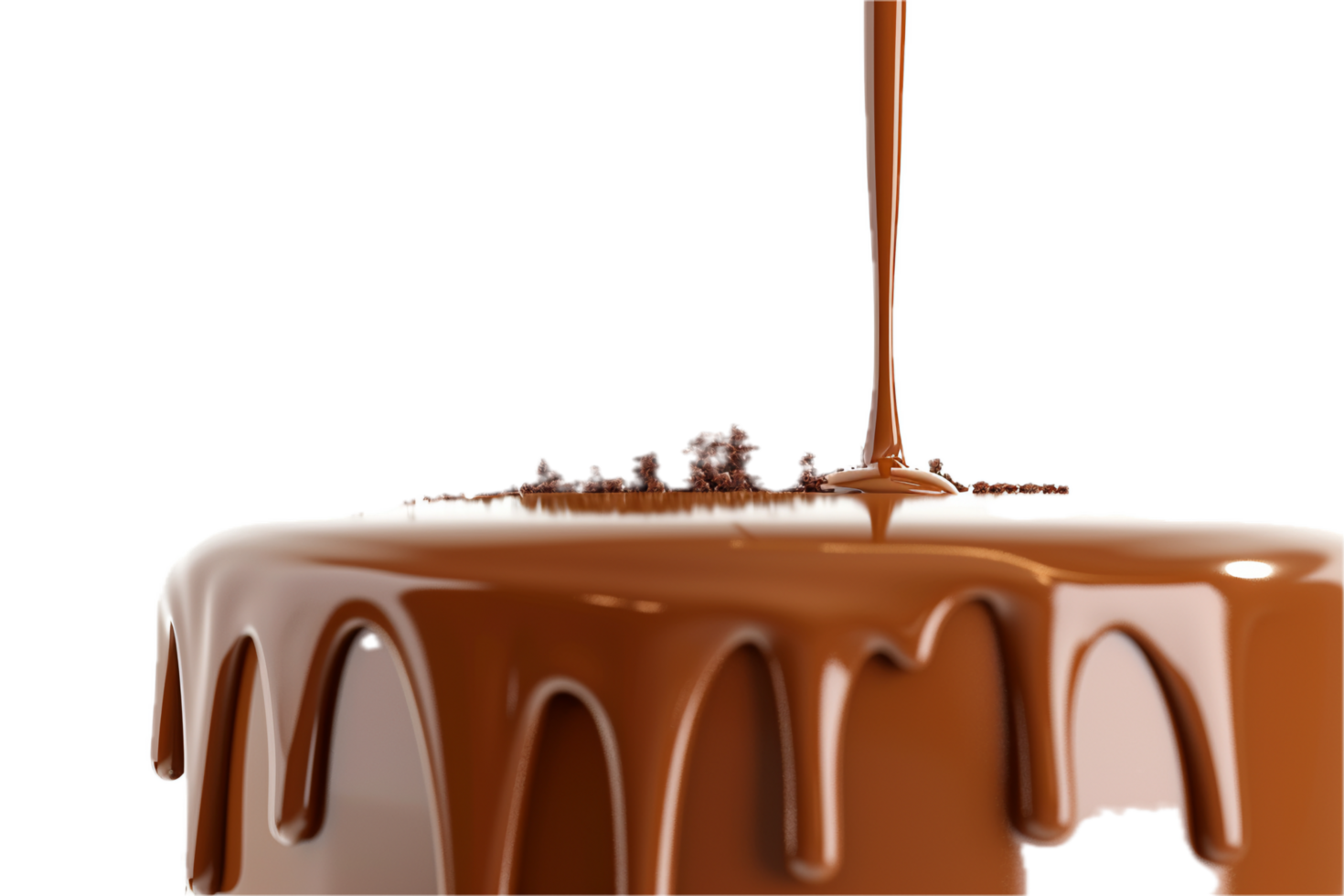 AI generated Glossy Chocolate Ganache Pouring on Cake png