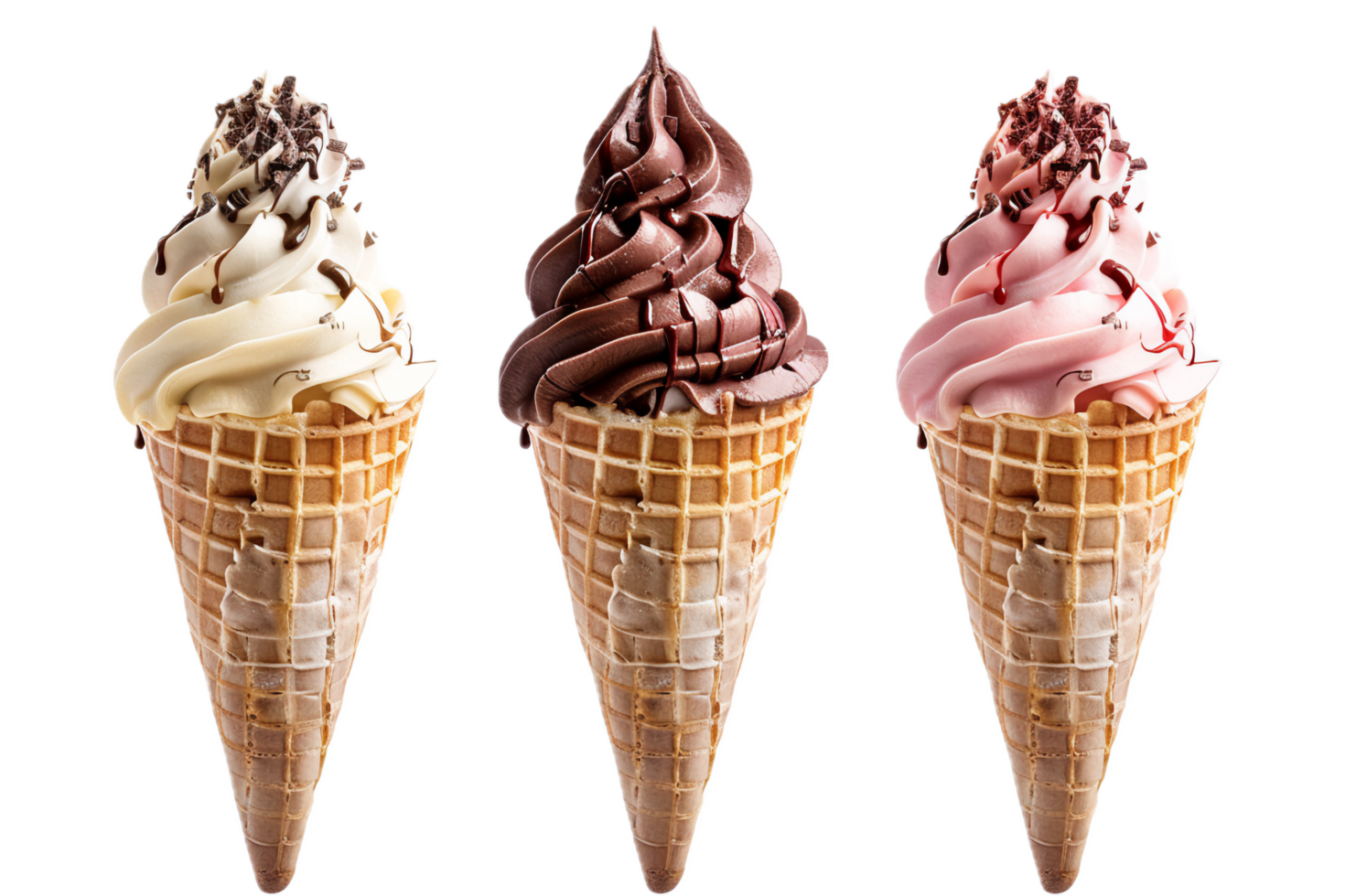 AI generated Strawberry Soft Serve Ice Cream with Chocolate Shavings png