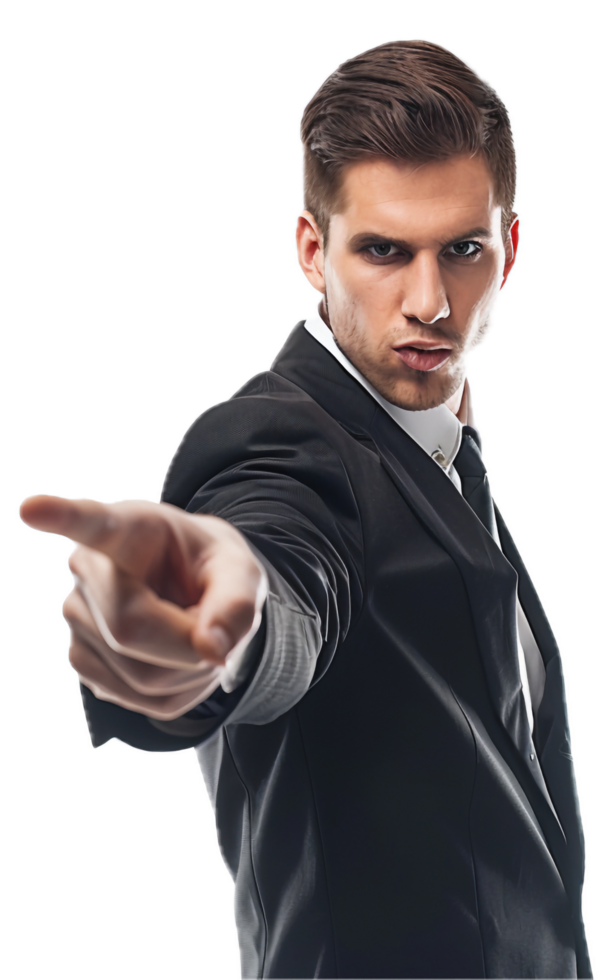 AI generated Businessman Pointing Finger Forward png