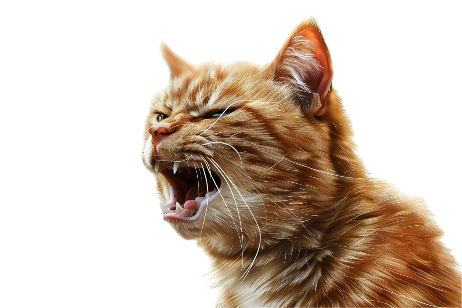 AI generated Stern Ginger Cat with Intense Gaze png