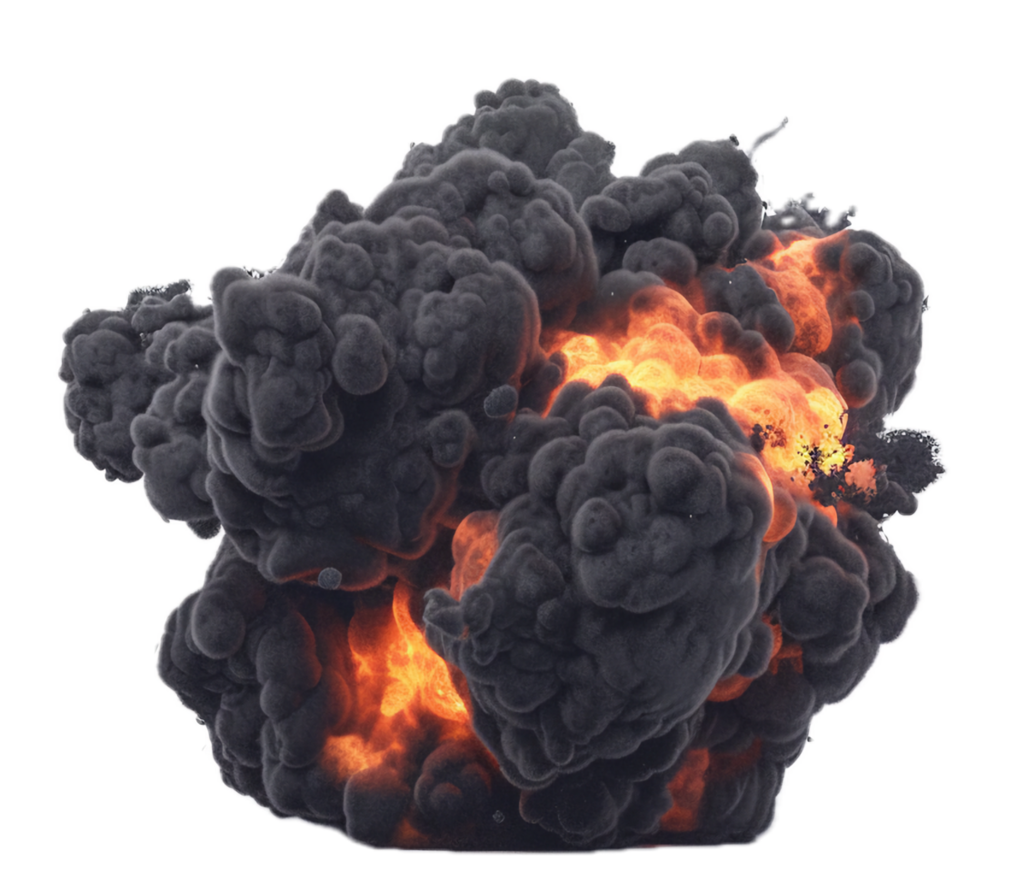 AI generated Intense Explosion Fireball with Smoke png